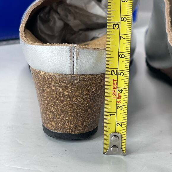 Papillio Birkenstock Debby Slip On Wedge Silver Metallic Women 7/EU38 Tried On - Picture 8 of 12